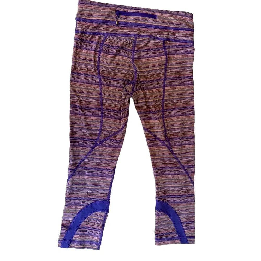 Lululemon Crop Leggings Space Dye Twist Iris Flower Pink Shell Size 6 - Picture 4 of 9